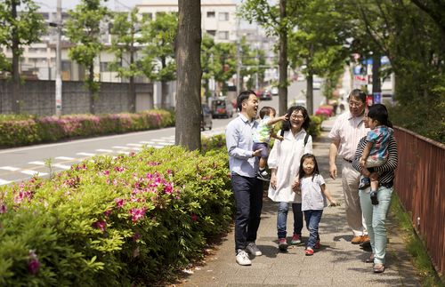 family walking