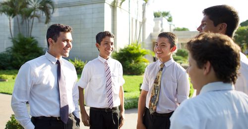 young men at temple