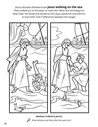 Jesus Walked on Water coloring page