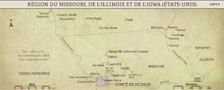 carte du Missouri, de l’Illinois et de l’Iowa (États-Unis)