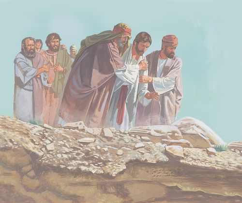 Angry people from the synagogue take Jesus to the top of a hill to throw Him off - ch.17-6