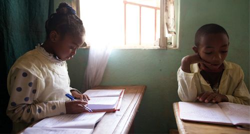 children studying