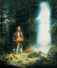 Joseph Smith receiving plates from Moroni