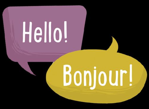 the word ‘hello’ in English and French