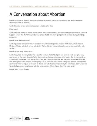 A Conversation about Abortion handout