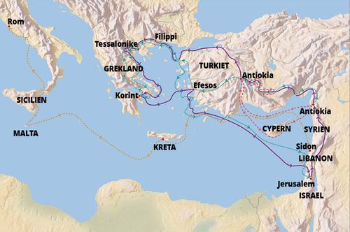 karta över Paulus resor