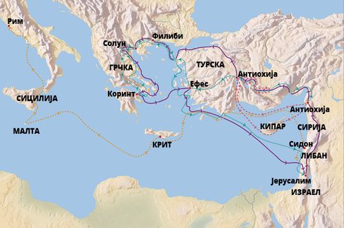 мапа Павлових путовања