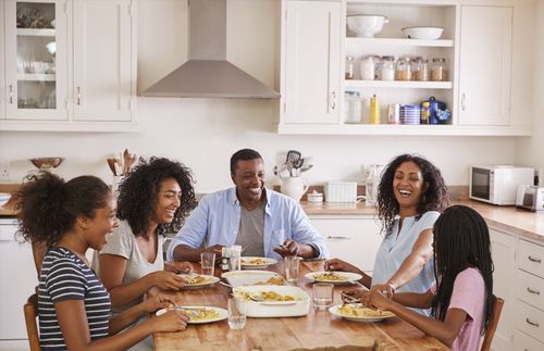 family eating dinner together