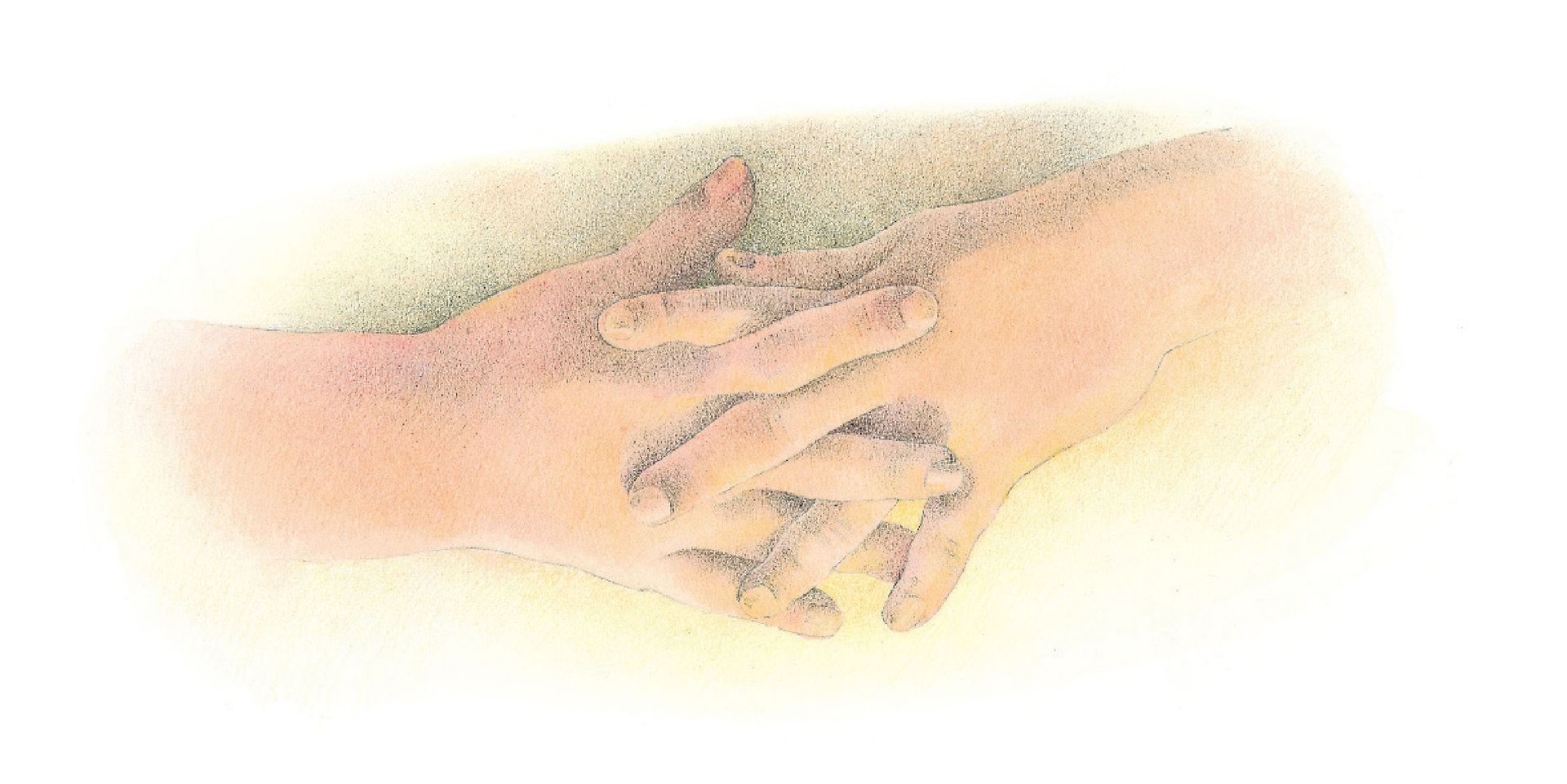 Two hands folded reverently. From the Children’s Songbook, page 272, “I Have Two Little Hands”; watercolor illustration by Richard Hull.