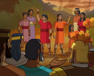 the sons raise their hands, and their parents and the Nephites listen to them