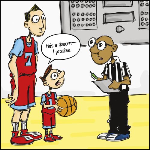 basketball players and referee