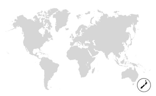 world map with circle around New Zealand