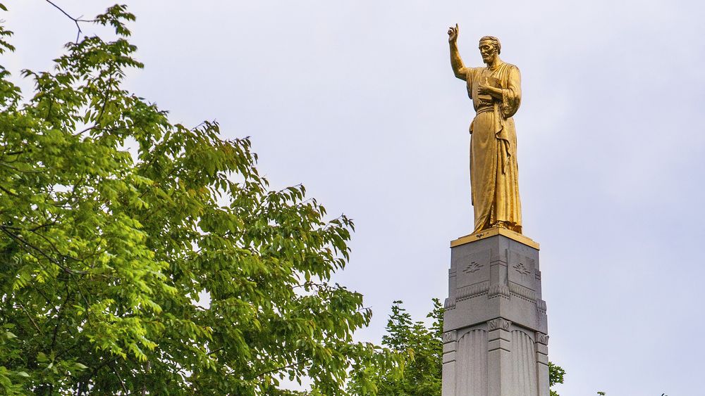 Palmyra Historic Project - Hill Cumorah Monument
A statue is on top.