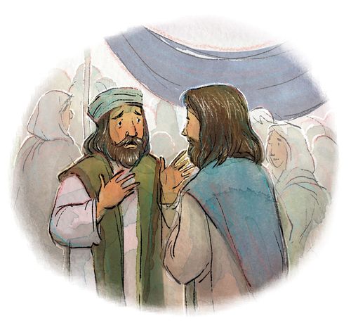 Jesus talking to Jairus