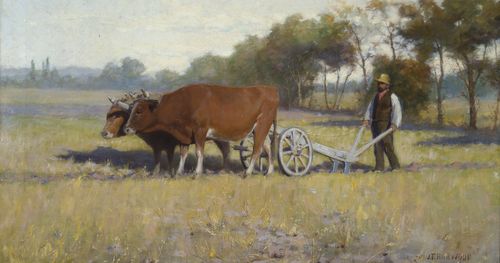 farmer with oxen
