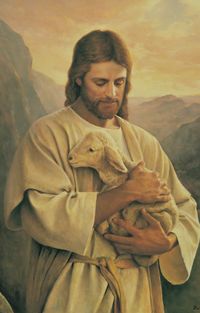 Christ holding lamb