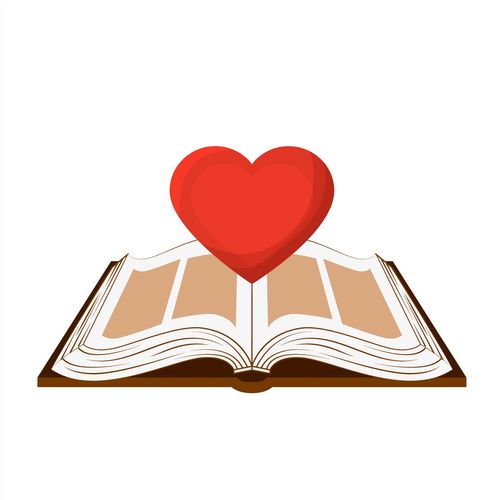 an open book under a heart