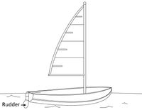 drawing, small boat with sail