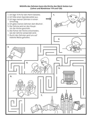 Seite mit der Aktivität: Mithilfe des Zehnten kann die Kirche das Werk Gottes tun