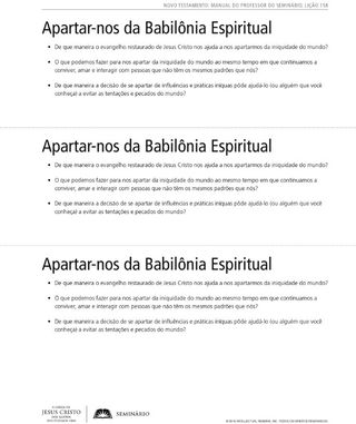 material de apoio, Apartar-nos da Babilônia Espiritual