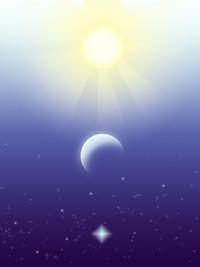 illustration of sun, moon, and stars