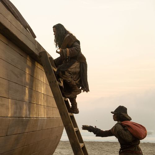 brother of Jared climbing into a barge