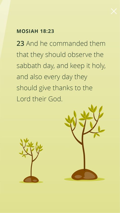 Meme of two trees paired with a scripture: "And he commanded . . . that they . . . observe the sabbath day . . ."