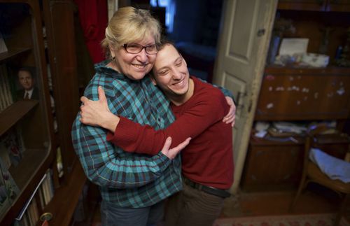 Victor hugging his mother