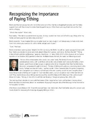 Handout: Recognizing the Importance of Paying Tithing