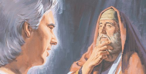 The angel Gabriel is speaking with Zacharias in the temple. ch.1-4