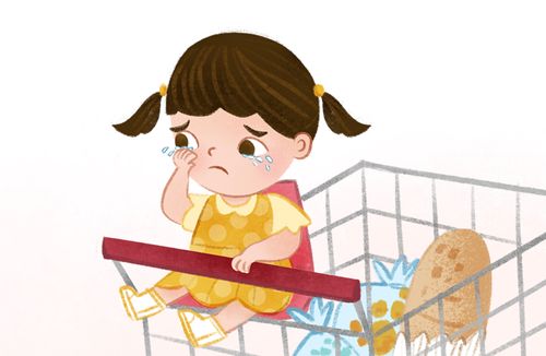 little girl in shopping cart, looking tired