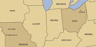 mapa, Missouri a Ohio