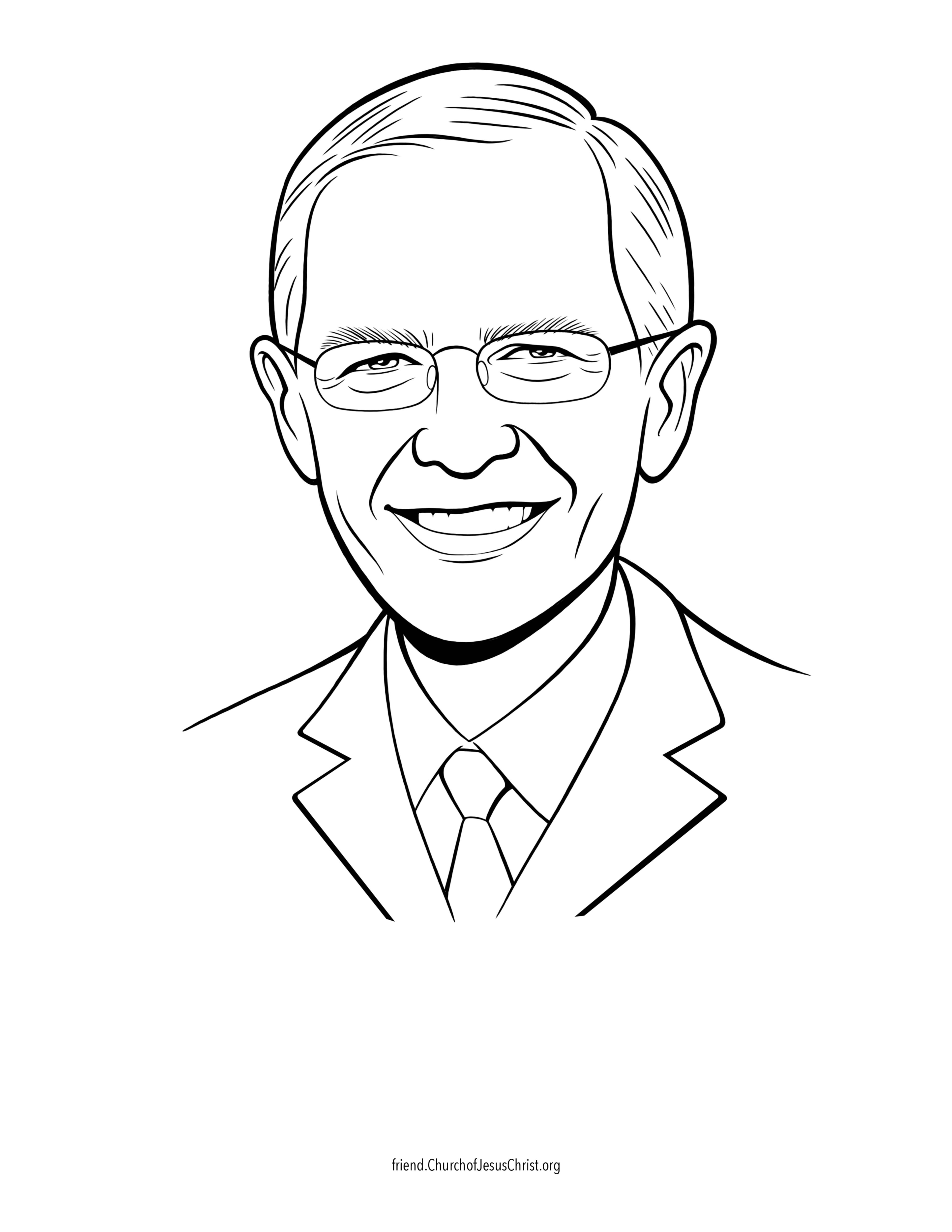 A coloring page of the official portrait of Neil L. Andersen.