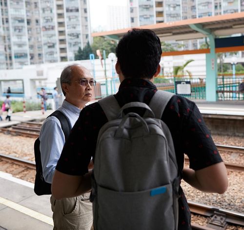 people at a train station