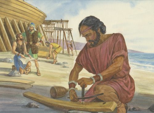 Jaredites building boats