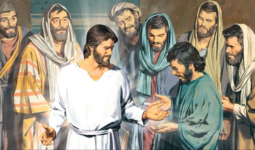 Jesus shows the Apostles the wounds in His hands and feet -  ch.54-11