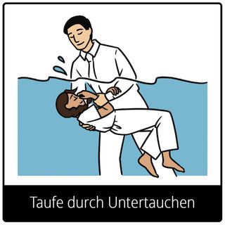 Symbol für Evangeliumsbegriff: Taufe durch Untertauchen