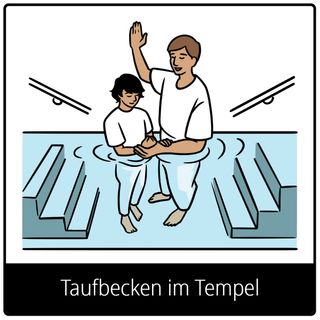 Symbol für Evangeliumsbegriff: Taufbecken im Tempel