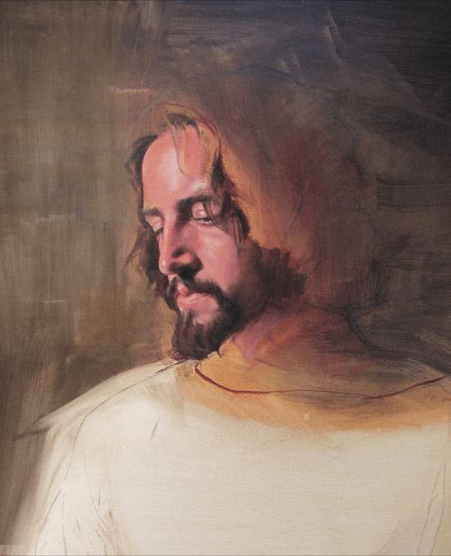 Painting of the Savior in progress.