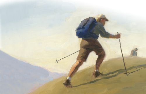 man hiking