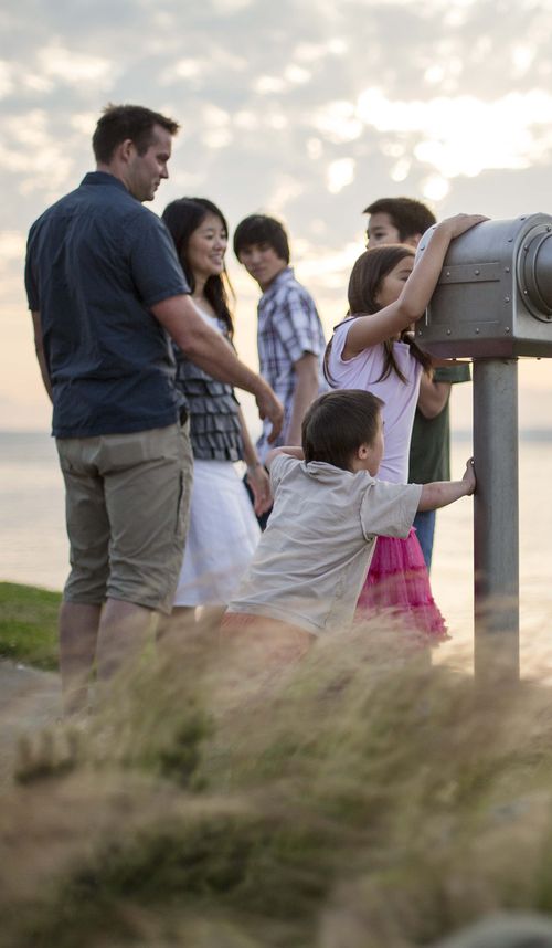 family at the ocean