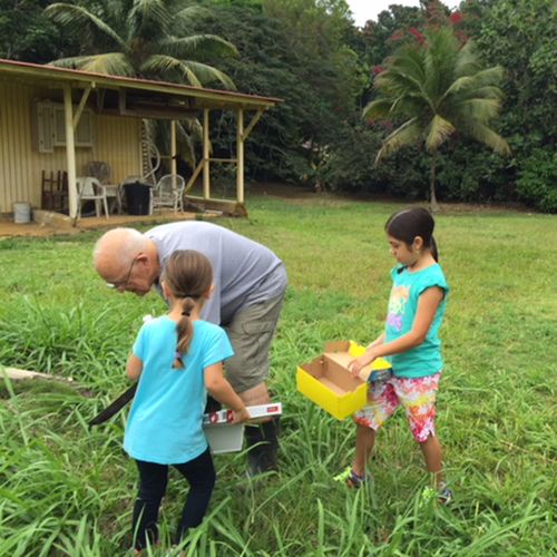 children and older man