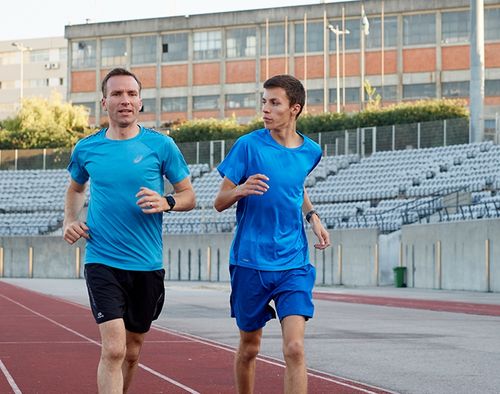 two men running