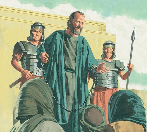 Roman soldiers take Paul away. - ch.63-2