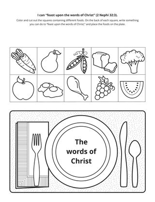 activity page: feasting on the words of Christ feeds us spiritually