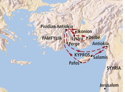 map, Paul’s first missionary journey