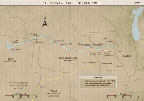 kart over utvandringen mot vest