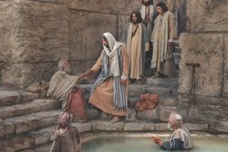 Jesus Christ heals a man at the waters of Bethesda on the Sabbath