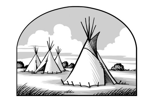acampamento com tendas indígenas