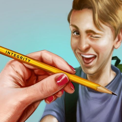 young man and pencil